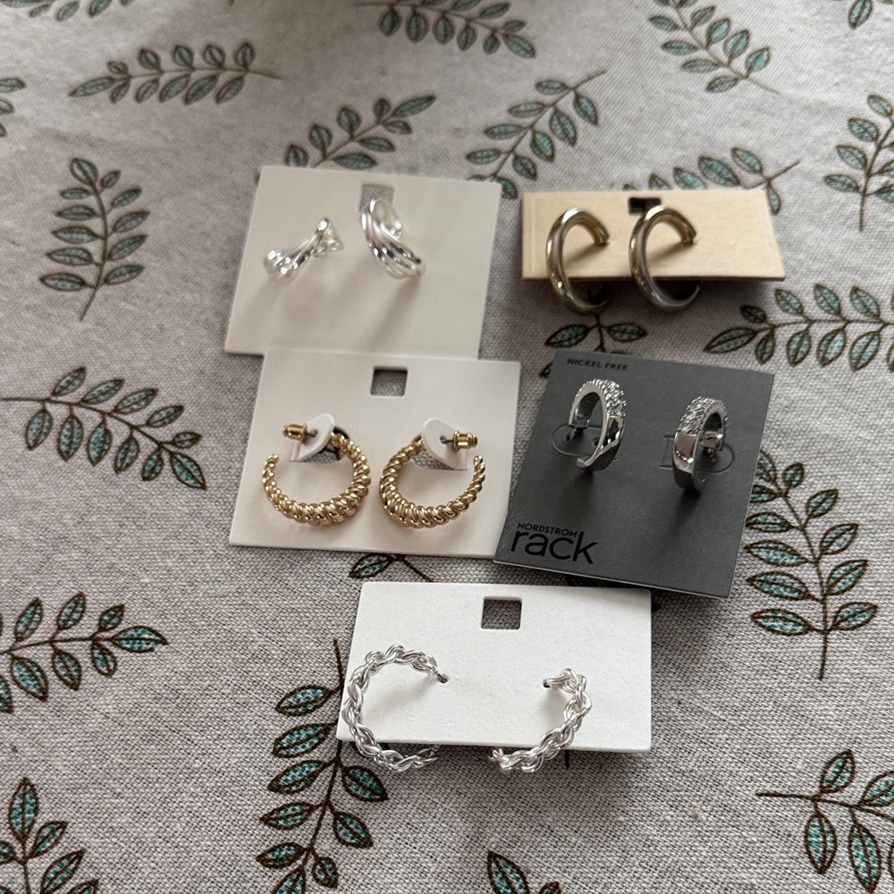 Elegant Gold and Silver Hoop Earrings Set
